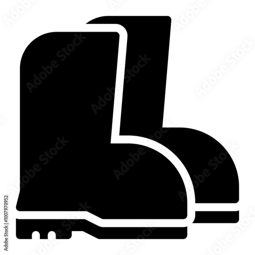 Boots Icon in Black Filll. Glyph Style. Isolated on White Background photo