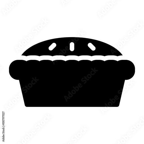Pie Icon in Black Filll. Glyph Style. Isolated on White Background
