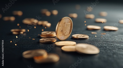 Coins scattered on a dark surface, highlighting investment and currency themes.