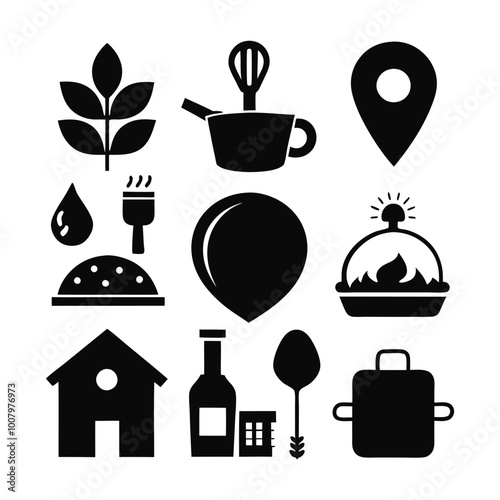 set of icons for restaurant