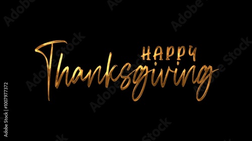 Happy Thanksgiving Text Animation on Gold Color. Great for Happy Thanksgiving Celebrations, for banner, social media feed wallpaper stories.