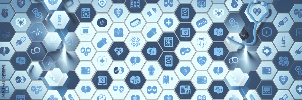 Futuristic Abstract Medical Background with Hexagonal Patterns Futuristic Abstract Medical Background with Hexagonal Patterns