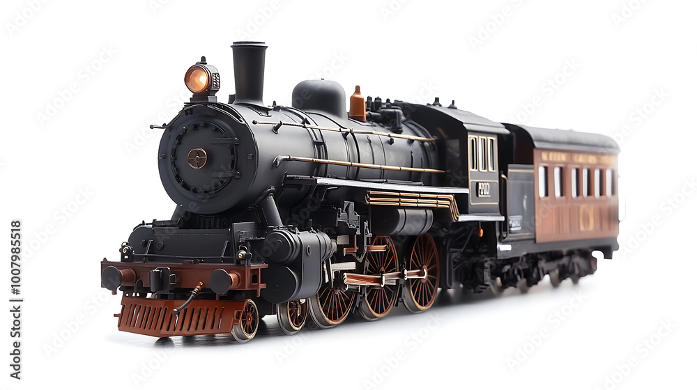 Fototapeta premium Old Locomotive Train isolated on white background 