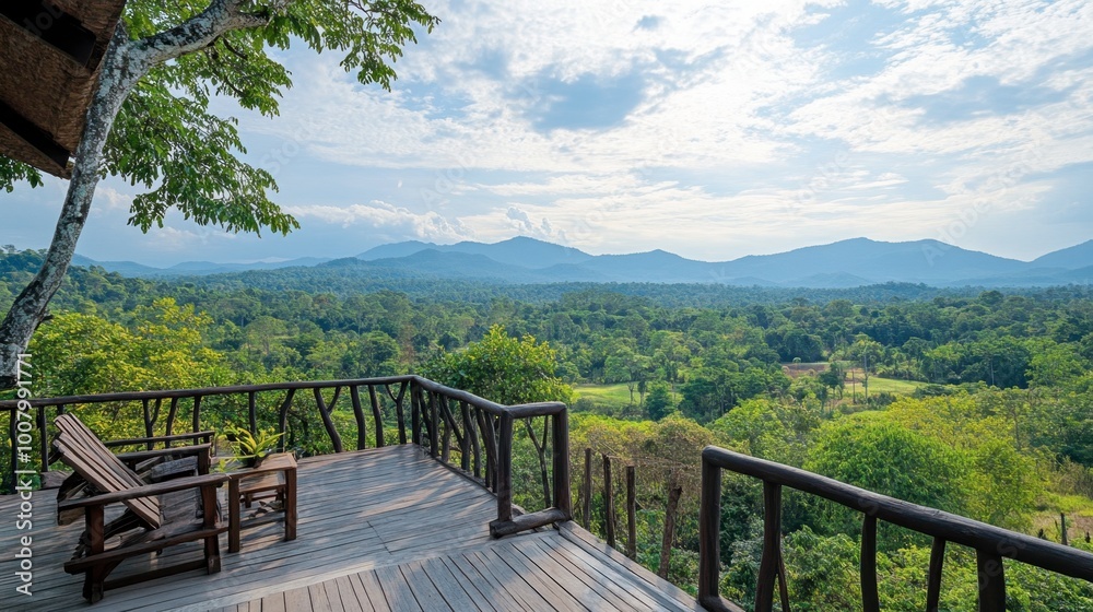 A scenic viewpoint over Khao Yai National Park, offering panoramic views of the park forests and mountains. A scenic viewpoint over Khao Yai National Park, offering panoramic views of the park forests and mountains.