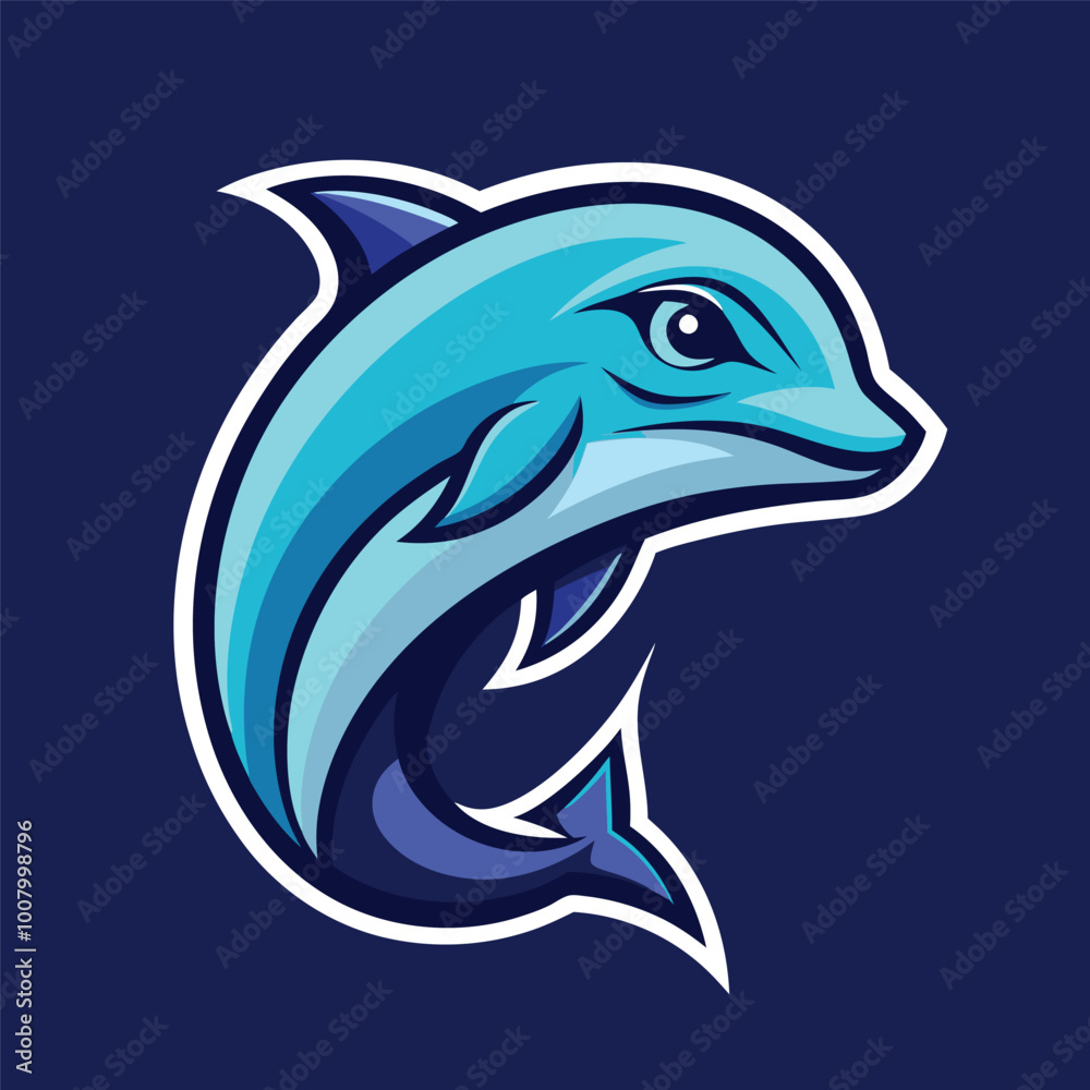 Naklejka premium dolphin esport mascot vector illustration