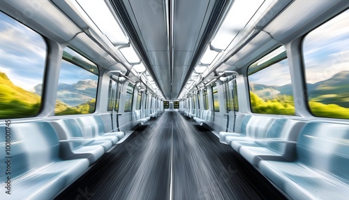 Dynamic interior of a high-speed train in motion