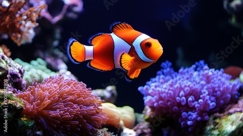 01102110 16 Bright orange clownfish swimming among vibrant coral in a lively underwater scene filled with colorful marine life --ar 16:9 --v 6.1 Job ID: f1e8e700-187d-4144-bd6f-19449e6b2e91 photo