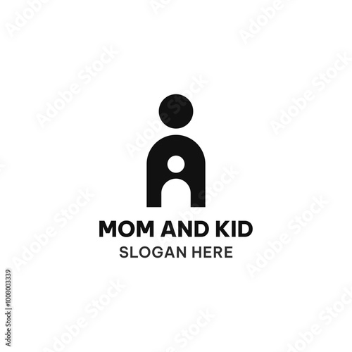 Mom and kid logo template in simple flat style. Family vector illustration for icon, symbol, etc.