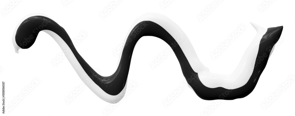 black watercolor drop zigzag isolated on transparent background