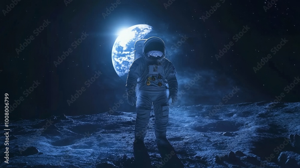 Capture the awe-inspiring moment of an astronaut floating weightlessly in space, with a stunning view of Earth below, illuminated by distant stars and the vast, infinite blackness of the universe