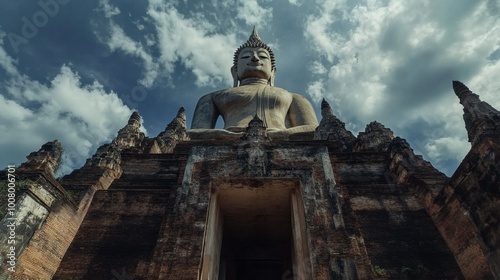 The towering Buddha image at Wat Phra Narai Maharat, one of Korat oldest temples. photo