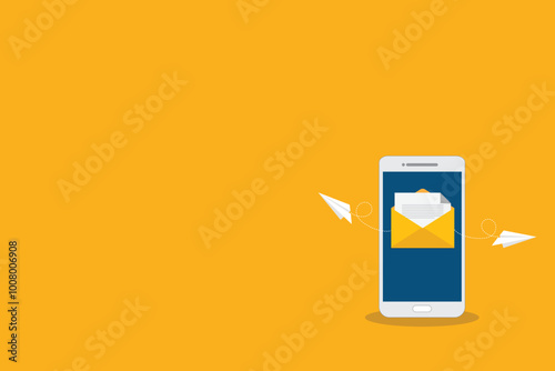 Newsletter. Illustration of email marketing. subscription to newsletter, news, offers, promotions. a letter and envelope. subscribe, submit. send by mail.	