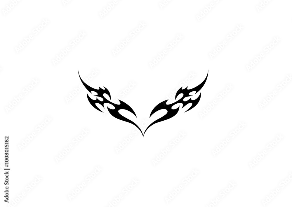 Heart wings shaped neo tribal, cyber sigilism, y2k, punk, gothic tattoo design Heart wings shaped neo tribal, cyber sigilism, y2k, punk, gothic tattoo design