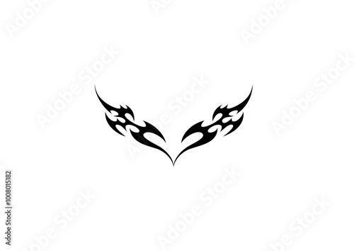 Heart wings shaped neo tribal, cyber sigilism, y2k, punk, gothic tattoo design