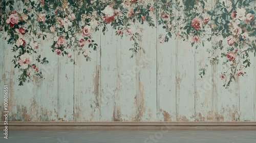A vintage floral wallpaper ...