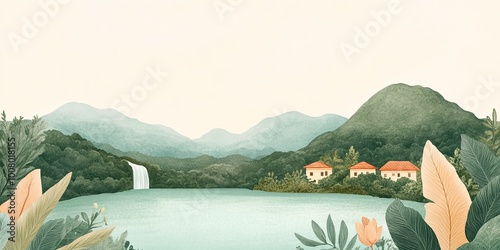 A serene landscape featurin...