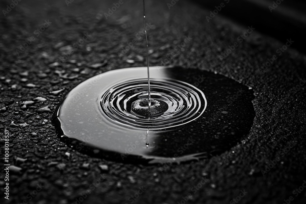 A single tear falling into a puddle on the street, blending with the rain, symbolizing how individual sorrows are often part of a larger, shared experience