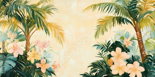 A vibrant tropical scene fe...