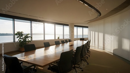 interior of a modern office, Business conference room with long table with chairs, Conference room in a office with a large table, ergonomic chairs, ,A modern office with a conference  room