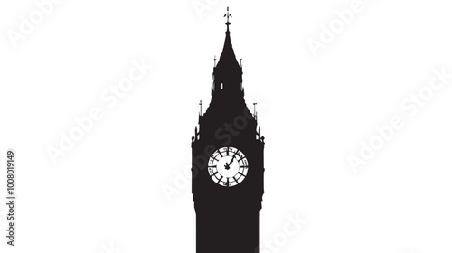 Big ben clock tower silhouette vector