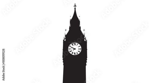 Big ben clock tower silhouette vector