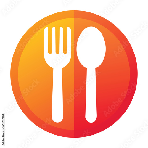 This vector set features a fork and spoon icons designed for restaurant related themes showcasing vibrant colors ideal for menus and promotional materials