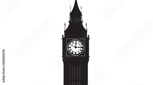 Big ben clock tower silhouette vector