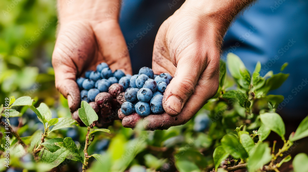 Handful of Fresh Blueberries