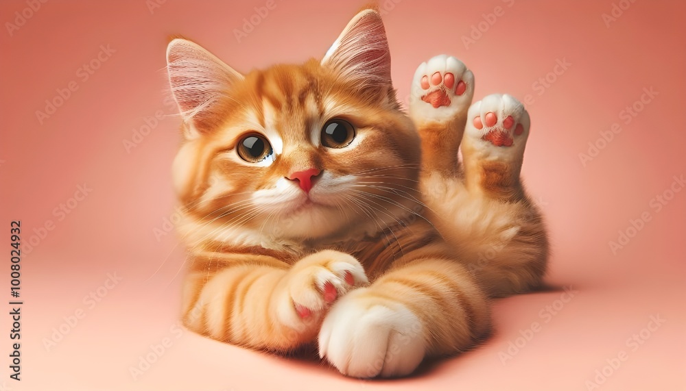 PNG Playful orange tabby cat relaxing PNG Playful orange tabby cat relaxing