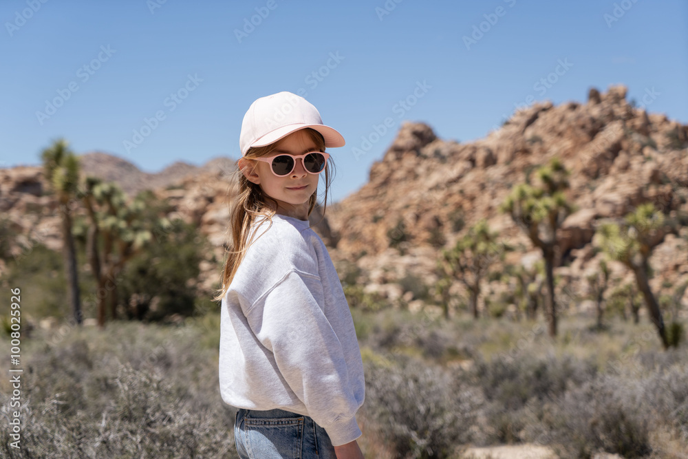 Child in Joshua Tree National Park, USA, California Child in Joshua Tree National Park, USA, California