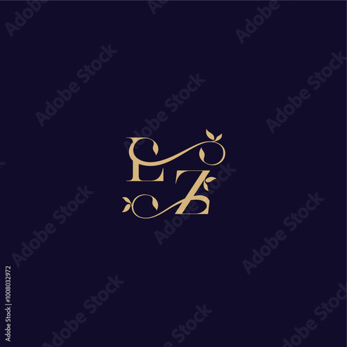 beauty leaf monogram logo organic and elegant concept LZ wedding initial letter photo