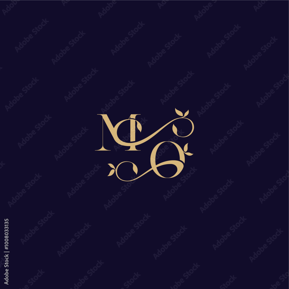 beauty leaf monogram logo organic and elegant concept MO wedding initial letter