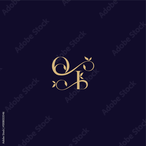 beauty leaf monogram logo organic and elegant concept OI wedding initial letter
