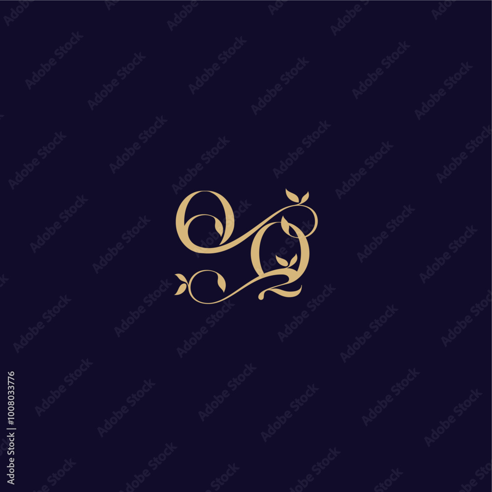 beauty leaf monogram logo organic and elegant concept OQ wedding initial letter beauty leaf monogram logo organic and elegant concept OQ wedding initial letter