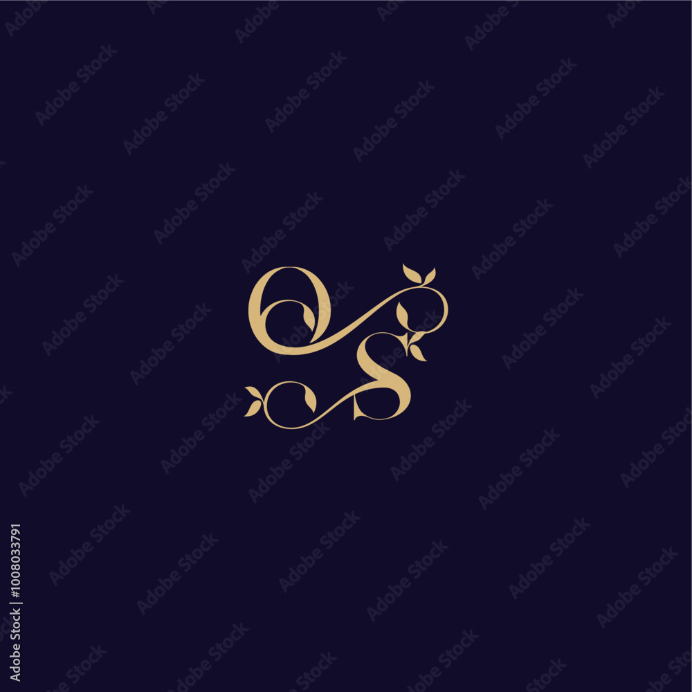 beauty leaf monogram logo organic and elegant concept OS wedding initial letter beauty leaf monogram logo organic and elegant concept OS wedding initial letter