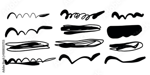  hand-drawn grunge element brush vector set photo