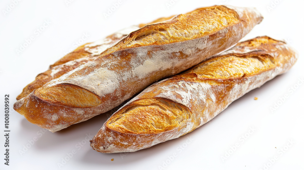 French baguette isolated on white background : Generative AI
