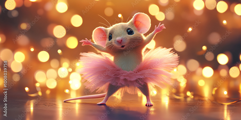 Joyful Mouse Dancing in a Pink Tutu Joyful Mouse Dancing in a Pink Tutu