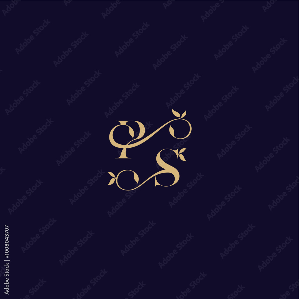beauty leaf monogram logo organic and elegant concept PS wedding initial letter beauty leaf monogram logo organic and elegant concept PS wedding initial letter