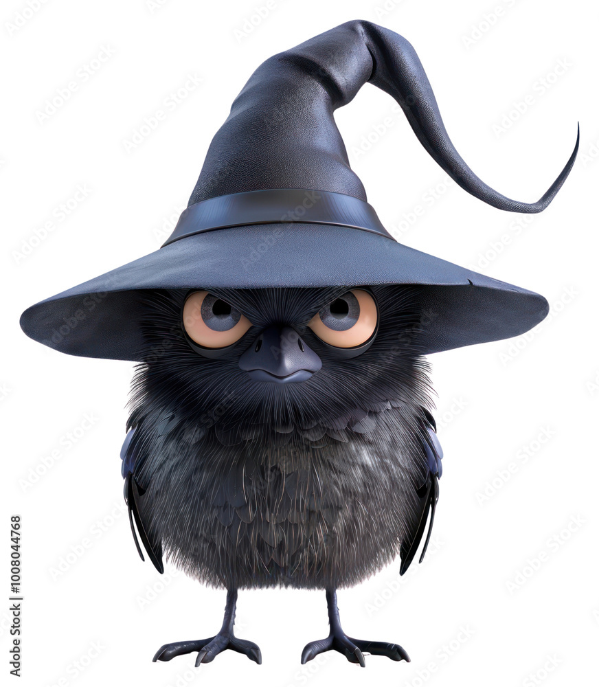 Fototapeta premium PNG Raven wearing witch hat bird illustration halloween.