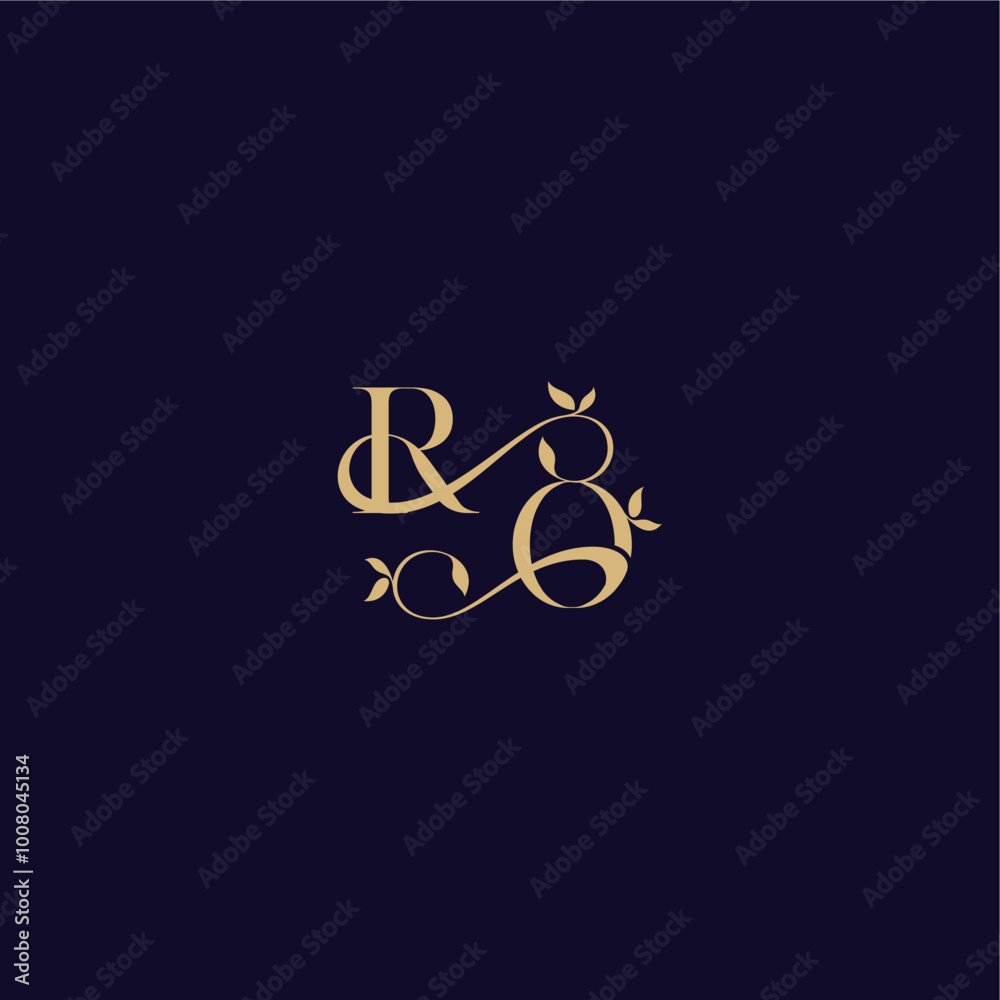 beauty leaf monogram logo organic and elegant concept RO wedding initial letter