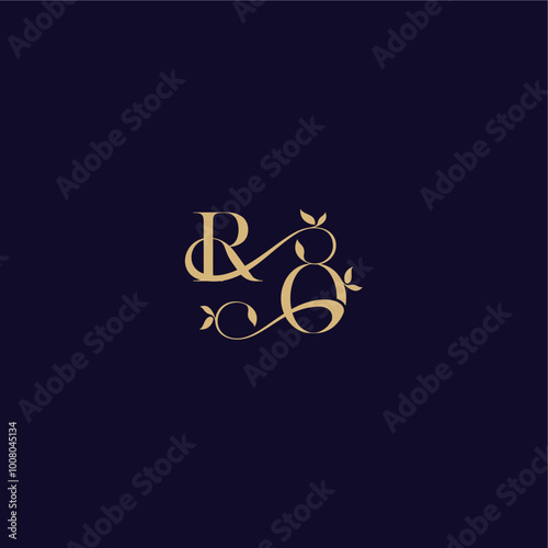 beauty leaf monogram logo organic and elegant concept RO wedding initial letter