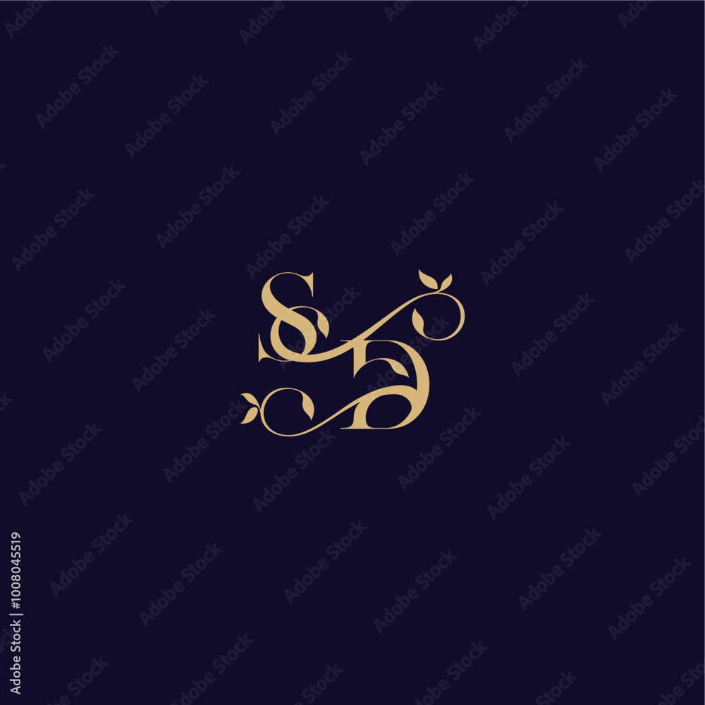beauty leaf monogram logo organic and elegant concept SD wedding initial letter beauty leaf monogram logo organic and elegant concept SD wedding initial letter