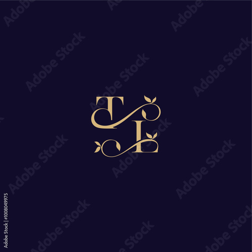 beauty leaf monogram logo organic and elegant concept TL wedding initial letter