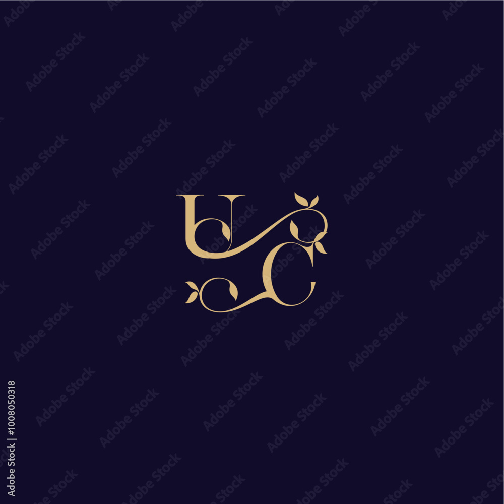 organic and elegant concept UC beauty leaf monogram logo letter wedding initial organic and elegant concept UC beauty leaf monogram logo letter wedding initial