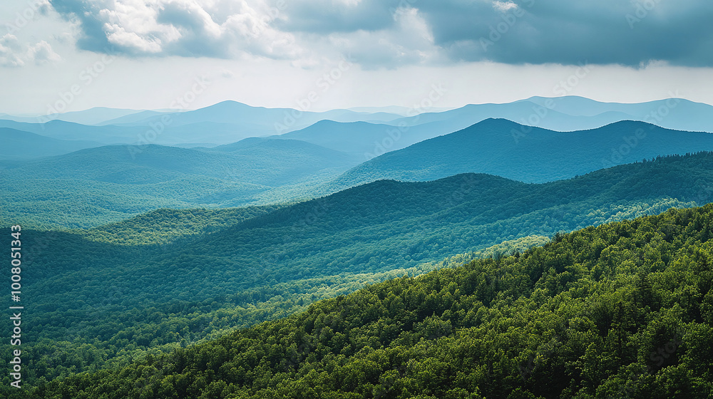 Dramatic mountains stretching across the horizon, with deep green forests in the foreground and soft, light green meadows fading into the distance. Dramatic mountains stretching across the horizon, with deep green forests in the foreground and soft, light green meadows fading into the distance.