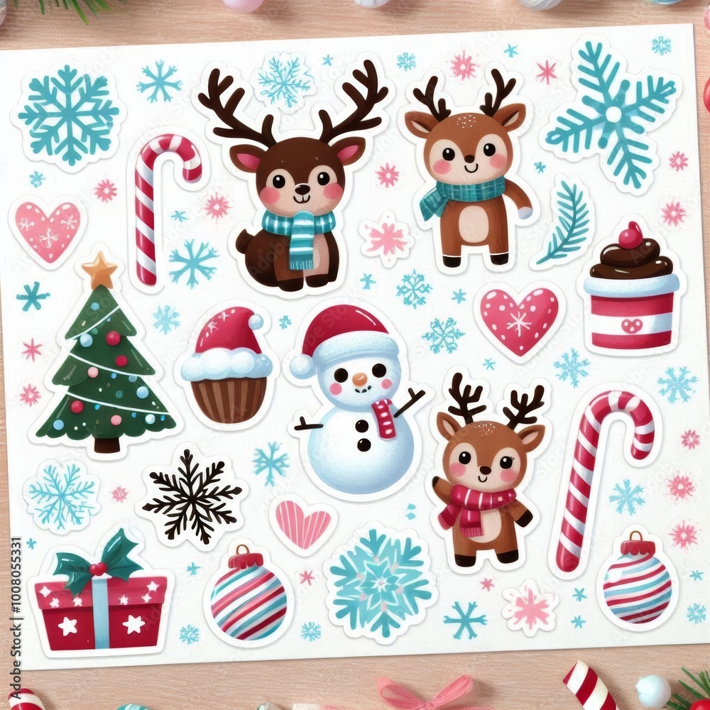 set of christmas elements