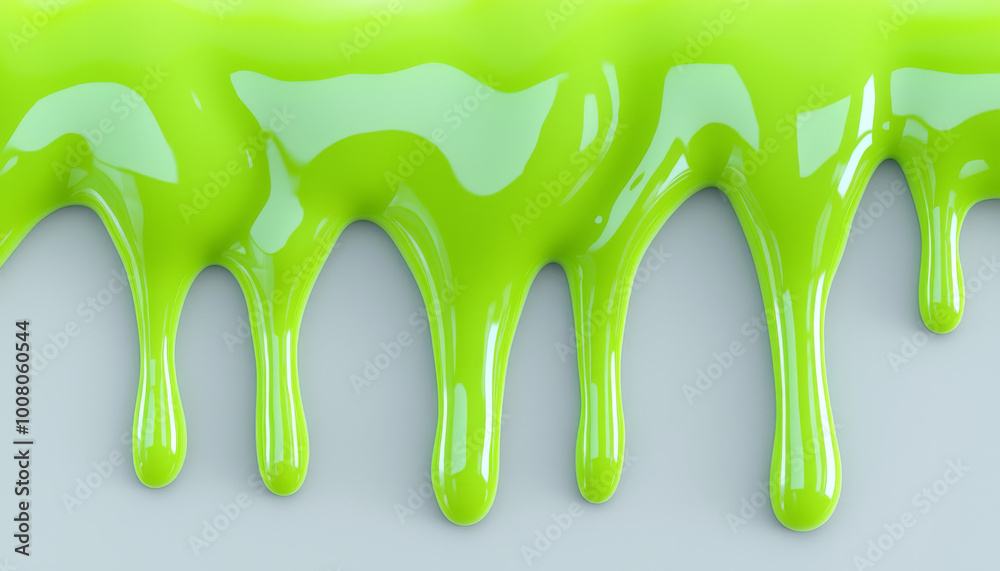 A vibrant green liquid drips down in a glossy, smooth texture, creating an eye-catching and playful visual effect. A vibrant green liquid drips down in a glossy, smooth texture, creating an eye-catching and playful visual effect.
