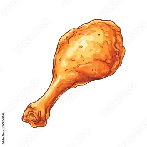 Simple vector illustration of a deep-fried chicken leg