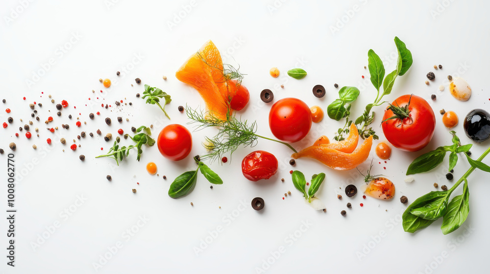 healthy foods on a white background